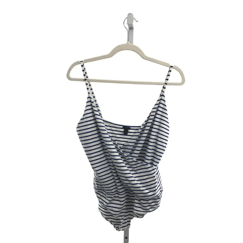 J. Crew Crossover Blue Striped White Nautical Surplice Bodysuit